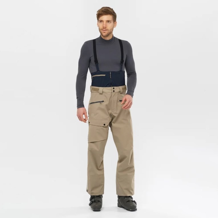 Salomon Qst 3L Men\'s Ski Pants Khaki | CA 15M46
